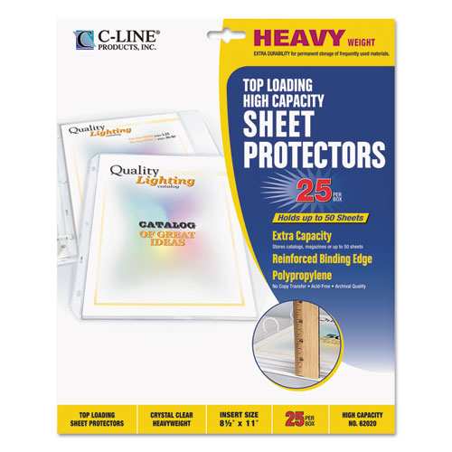 High Capacity Polypropylene Sheet Protectors, Clear, 50", 11 x 8.5, 25/BX-(CLI62020)