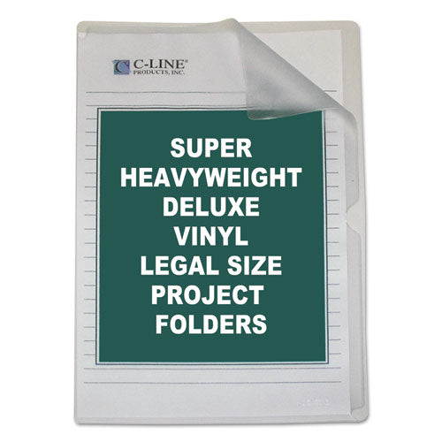 Deluxe Vinyl Project Folders, Legal Size, Clear, 50/Box-(CLI62139)