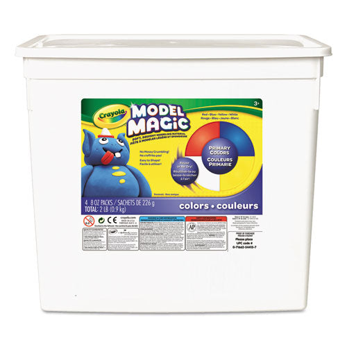 Model Magic Modeling Compound, 8 oz Packs, 4 Packs, Blue, Red, White, Yellow, 2 lbs-(CYO574415)