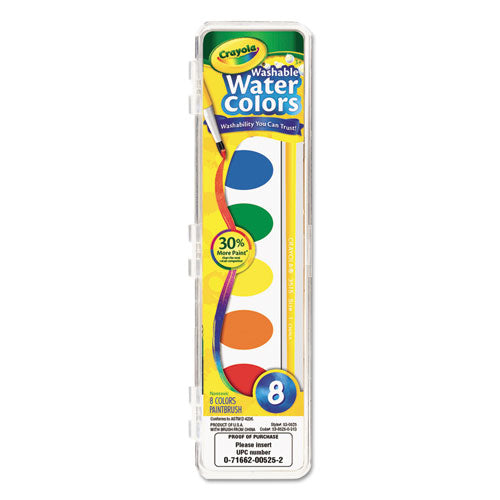 Washable Watercolor Paint, 8 Assorted Colors, Palette Tray-(CYO530525)