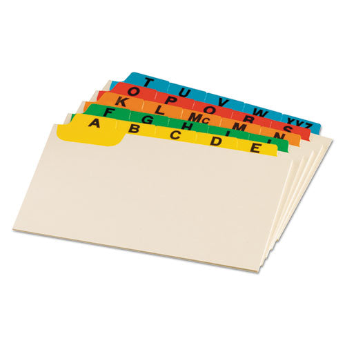 Manila Index Card Guides with Laminated Tabs, 1/5-Cut Top Tab, A to Z, 5 x 8, Manila, 25/Set-(OXF05827)