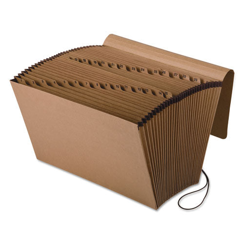 Kraft Indexed Expanding File, 31 Sections, Elastic Cord Closure, 1/15-Cut Tabs, Legal Size, Brown-(PFXK19DOX)