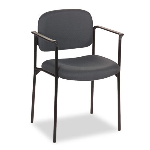 VL616 Stacking Guest Chair with Arms, Fabric Upholstery, 23.25" x 21" x 32.75", Charcoal Seat, Charcoal Back, Black Base-(BSXVL616VA19)