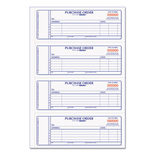 Purchase Order Book, 5 Lines, Two-Part Carbonless, 7 x 2.75, 4 Forms/Sheet, 400 Forms Total-(RED1L176)