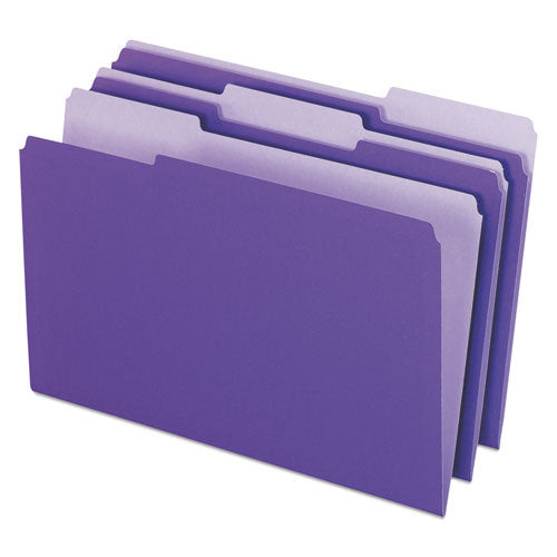 Interior File Folders, 1/3-Cut Tabs: Assorted, Legal Size, Violet, 100/Box-(PFX435013VIO)