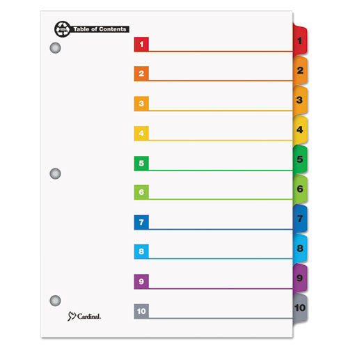 OneStep 100% Recycled Printable Table of Contents Dividers, 10-Tab, 1 to 10, 11 x 8.5, White, 1 Set-(CRD71018)