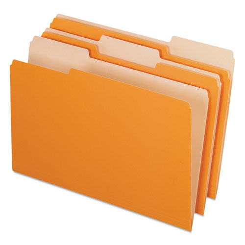 Interior File Folders, 1/3-Cut Tabs: Assorted, Legal Size, Orange, 100/Box-(PFX435013ORA)