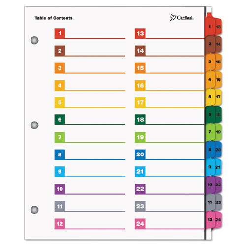 OneStep Printable Table of Contents and Dividers - Double Column, 24-Tab, 1 to 24, 11 x 8.5, White, 1 Set-(CRD60960)