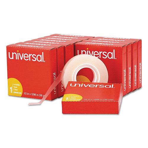 Invisible Tape, 1" Core, 0.5" x 36 yds, Clear, 12/Pack-(UNV81236VP)