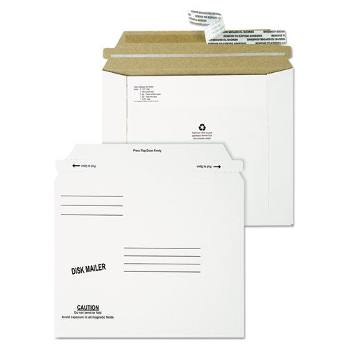 Economy Disk/CD Mailer for CDs/DVDs, Square Flap, Redi-Strip Adhesive Closure, 7.5 x 6.06, White, 100/Carton-(QUA64117)