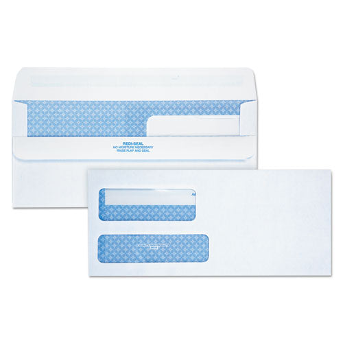 Double Window Redi-Seal Security-Tinted Envelope, #9, Commercial Flap, Redi-Seal Adhesive Closure, 3.88 x 8.88, White, 250/CT-(QUA24519)