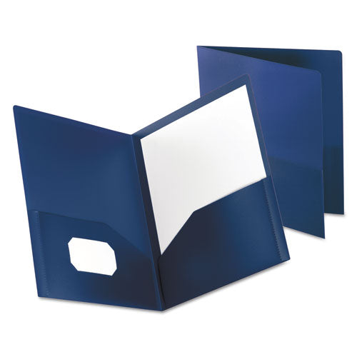 Poly Twin-Pocket Folder, 100-Sheet Capacity, 11 x 8.5, Opaque Dark Blue-(OXF57402)