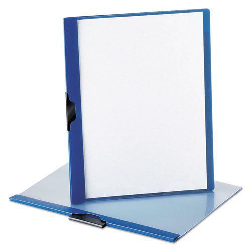 Ready Clip No-Punch Report Cover, Clip Fastener, 8.5 x 11, Clear/Dark Blue-(OXF52002)