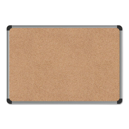 Cork Board with Aluminum Frame, 24 x 18, Natural Surface-(UNV43712)