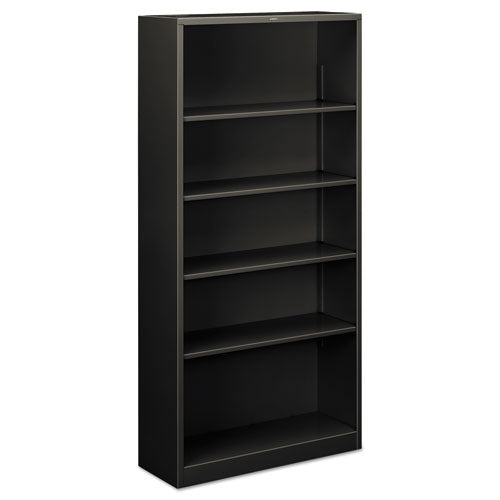 Metal Bookcase, Five-Shelf, 34.5w x 12.63d x 71h, Charcoal-(HONS72ABCS)