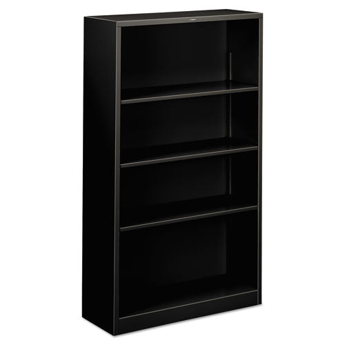 Metal Bookcase, Four-Shelf, 34.5w x 12.63d x 59h, Black-(HONS60ABCP)