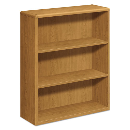 10700 Series Wood Bookcase, Three-Shelf, 36w x 13.13d x 43.38h, Harvest-(HON10753CC)