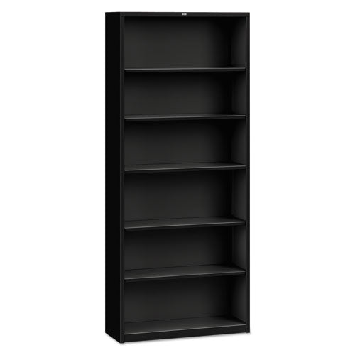 Metal Bookcase, Six-Shelf, 34.5w x 12.63d x 81.13h, Black-(HONS82ABCP)