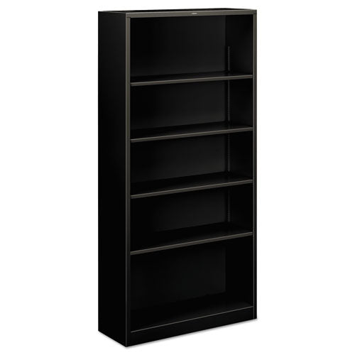 Metal Bookcase, Five-Shelf, 34.5w x 12.63w x 71h, Black-(HONS72ABCP)