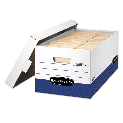 PRESTO Heavy-Duty Storage Boxes, Letter Files, 13" x 25.38" x 10.5", White/Blue, 12/Carton-(FEL0063101)