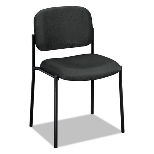 VL606 Stacking Guest Chair without Arms, Fabric Upholstery, 21.25" x 21" x 32.75", Charcoal Seat, Charcoal Back, Black Base-(BSXVL606VA19)