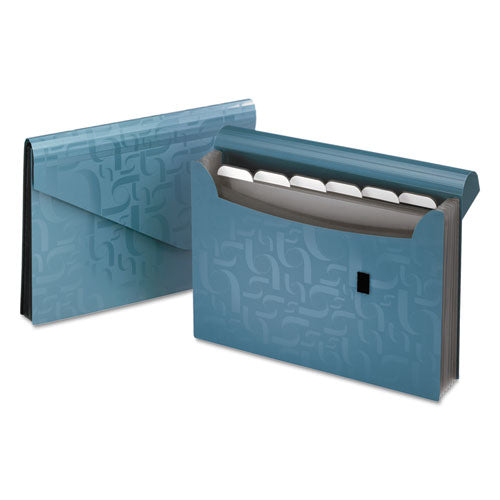 Expanding Poly Files, 3.5" Expansion, 7 Sections, Hook/Loop Closure, 1/6-Cut Tabs, Letter Size, Blue-(PFX01158)