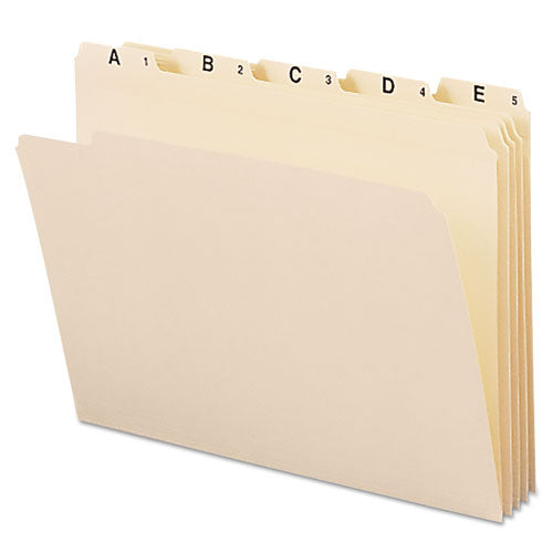 Indexed File Folder Sets, 1/5-Cut Prelabeled Tabs: A to Z, Letter Size, 0.75" Expansion, Manila, 25/Set-(SMD11777)