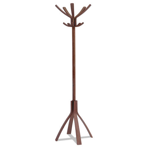 Cafe Wood Coat Stand, Ten Peg/Five Hook, 21.67w x 21.67d x 69.33h, Espresso Brown-(ABAPMCAFE)