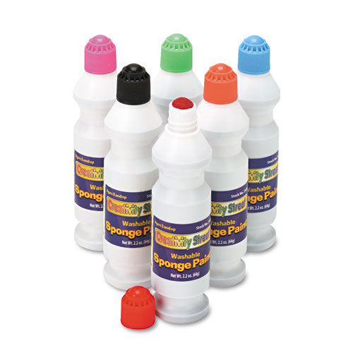 Sponge Paint Set, 6 Assorted Colors, 2.2 oz Bottle, 6/Pack-(CKC2400)