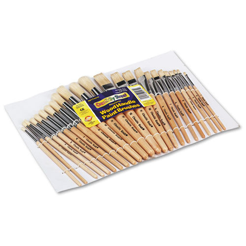 Preschool Brush Set, Sizes 1-12, Natural Bristle, Flat Round Profiles, 24/Set-(CKC5172)