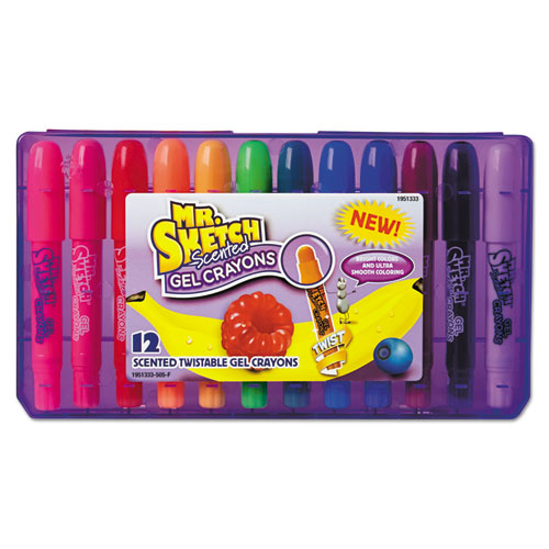 Scented Twistable Gel Crayons, Medium Size, Assorted, 12/Pack-(SAN1951333)