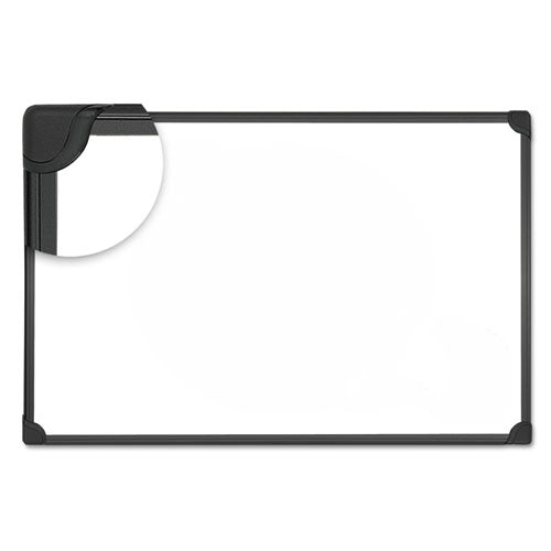 Design Series Deluxe Magnetic Steel Dry Erase Marker Board, 36 x 24, White Surface, Black Aluminum/Plastic Frame-(UNV43025)