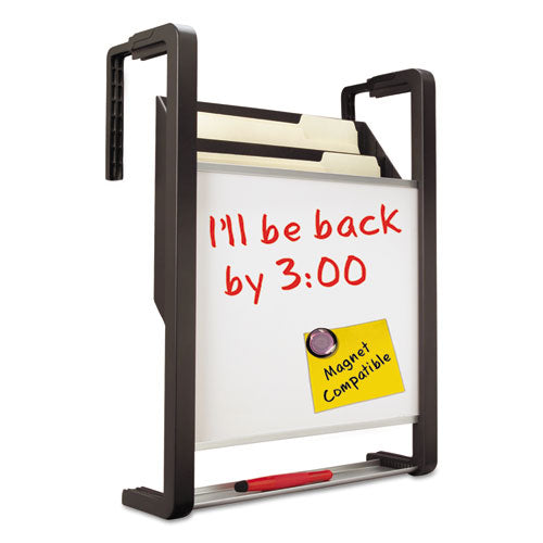 Hanging File Pocket with Dry Erase Board, 3 Sections, Letter Size, 15" x 4", x 20", Black-(QRTOFD)