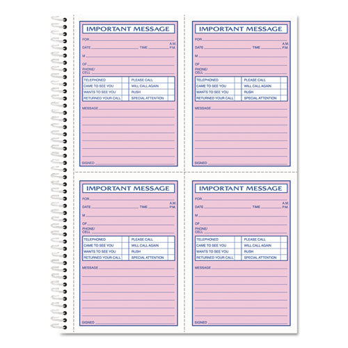 Telephone Message Book with Fax/Mobile Section, Two-Part Carbonless, 3.88 x 5.5, 4 Forms/Sheet, 400 Forms Total-(TOP4009)