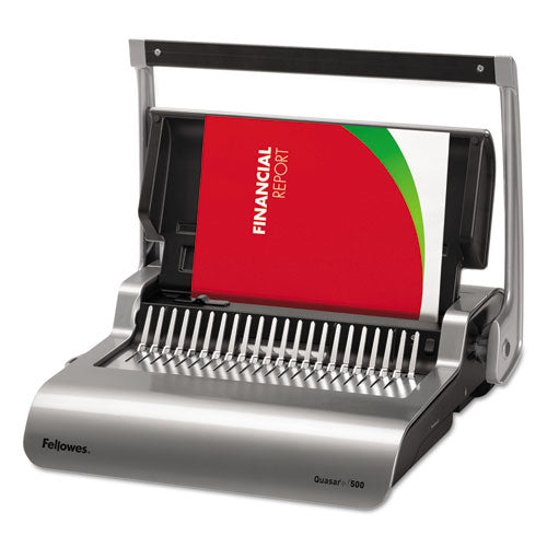 Quasar 500 Manual Comb Binding System, 500 Sheets, 18.13 x 15.38 x 5.13, Metallic Gray-(FEL5227201)