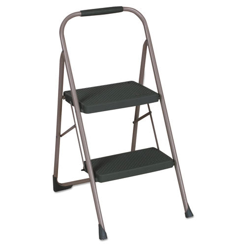 Big Step Folding Stool, 2-Step, 200 lb Capacity, 20.5" Working Height, 22" Spread, Black/Gray-(CSC11308PBL1E)