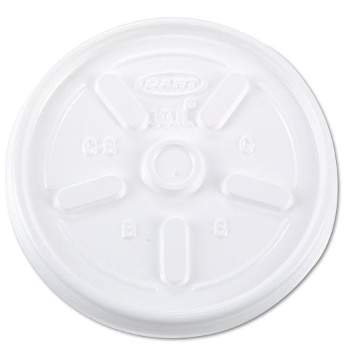 Vented Plastic Hot Cup Lids, 10 oz Cups, White, 1,000/Carton-(DCC10JL)