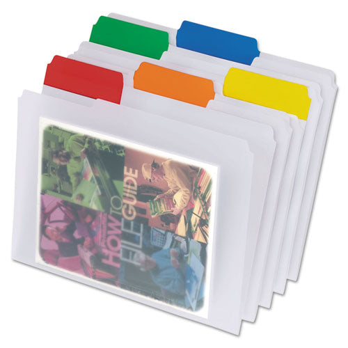 Poly File Folders, 1/3-Cut Tabs: Assorted, Letter Size, Clear, 25/Box-(PFX55702)