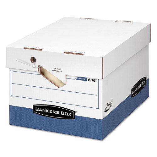 PRESTO Ergonomic Design Storage Boxes, Letter/Legal Files, 12.88" x 16.5" x 10.38", White/Blue, 12/Carton-(FEL0063601)