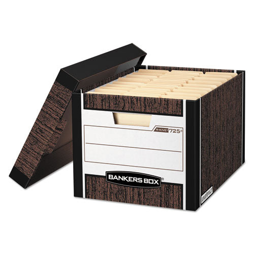 R-KIVE Heavy-Duty Storage Boxes, Letter/Legal Files, 12.75" x 16.5" x 10.38", Woodgrain, 4/Carton-(FEL0072506)