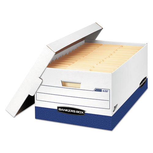 PRESTO Heavy-Duty Storage Boxes, Legal Files, 16" x 10.38", White/Blue, 12/Carton-(FEL0063201)