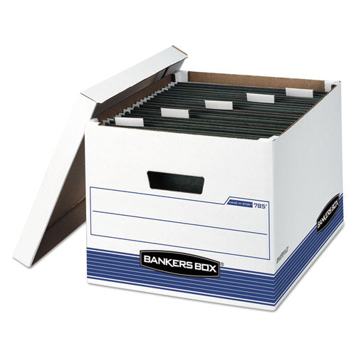 HANGNSTOR Medium-Duty Storage Boxes, Letter/Legal Files, 13" x 16" x 10.5", White/Blue, 4/Carton-(FEL00785)