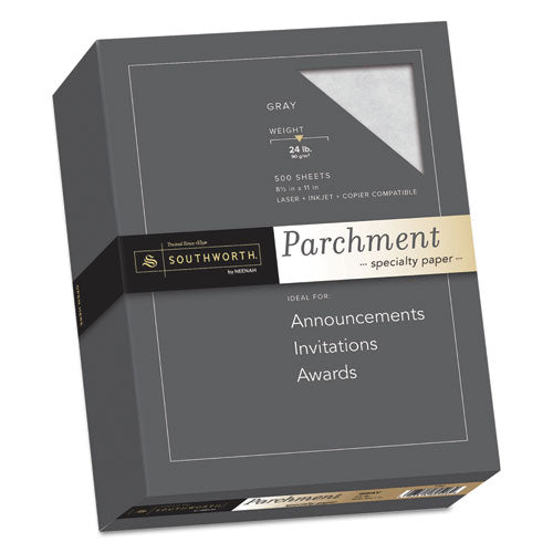 Parchment Specialty Paper, 24 lb Bond Weight, 8.5 x 11, Gray, 500/Ream-(SOU974C)