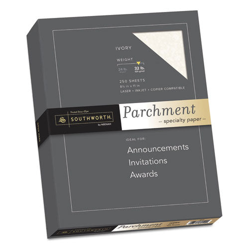 Parchment Specialty Paper, 32 lb Bond Weight, 8.5 x 11, Ivory, 250/Pack-(SOUJ988C)