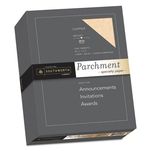 Parchment Specialty Paper, 24 lb Bond Weight, 8.5 x 11, Copper, 500/Box-(SOU894C)