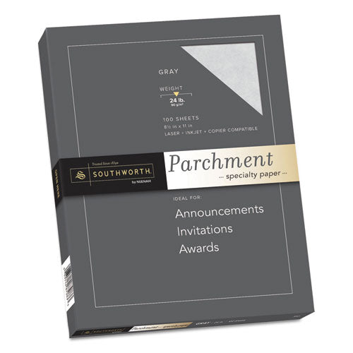 Parchment Specialty Paper, 24 lb Bond Weight, 8.5 x 11, Gray, 100/Pack-(SOUP974CK336)