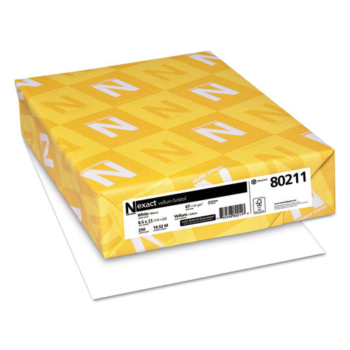 Exact Vellum Bristol Cover Stock, 94 Bright, 67 lb Bristol Weight, 8.5 x 11, White, 250/Pack-(WAU80211)