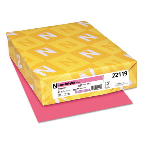 Color Paper, 24 lb Bond Weight, 8.5 x 11, Plasma Pink, 500/Ream-(WAU22119)