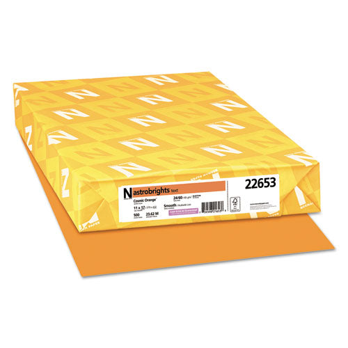 Color Paper, 24 lb Bond Weight, 11 x 17, Cosmic Orange, 500/Ream-(WAU22653)