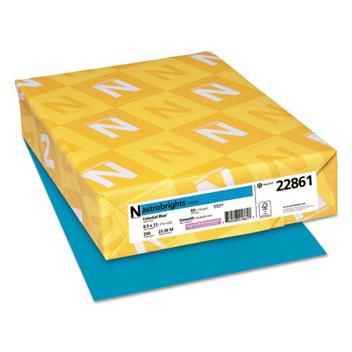 Color Cardstock, 65 lb Cover Weight, 8.5 x 11, Celestial Blue, 250/Pack-(WAU22861)